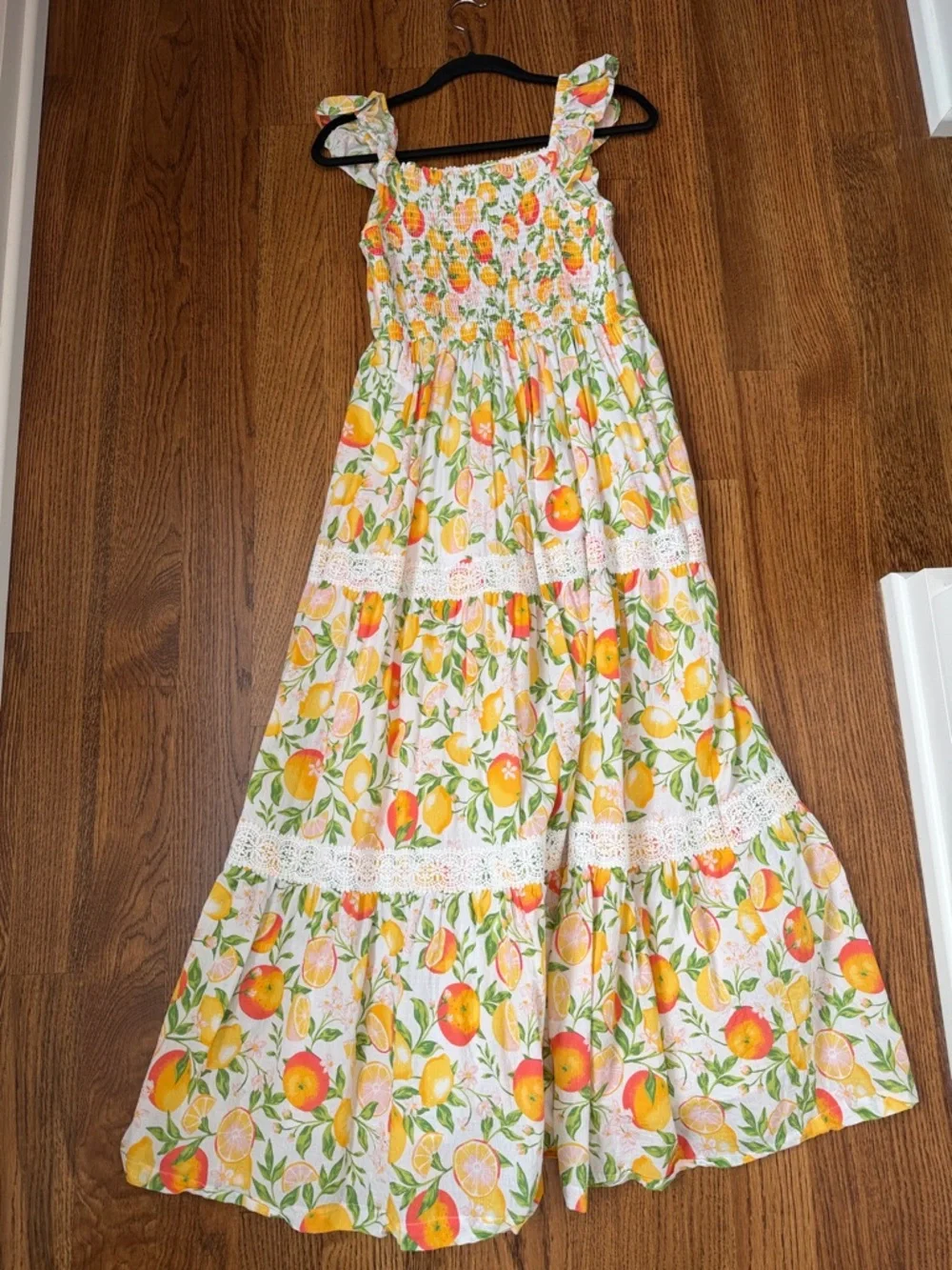Rachel Zoe White Lemon & Orange Floral Maxi Dress - Picture 2 of 4